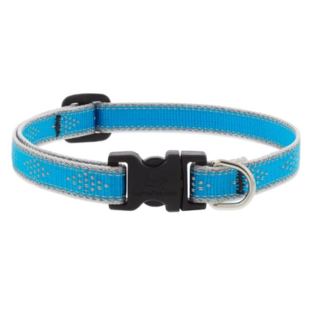 Lupine Pet High Lights Reflective Adjustable Dog Collar, Blue Diamond, 1/2-in x 8-12-in