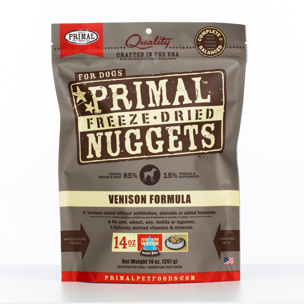 Primal Raw Freeze-Dried Nuggets Venison Formula Dog Food, 14-oz