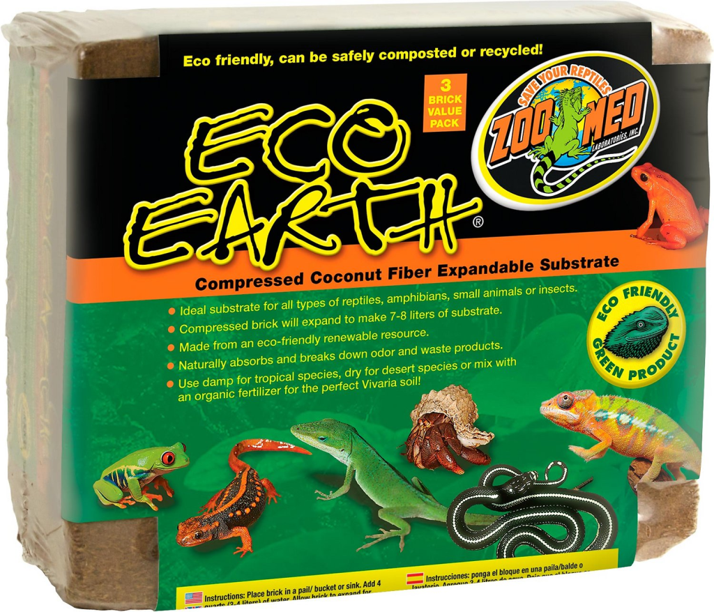 Zoo Med Eco Earth Compressed Coconut Fiber Expandable Reptile Substrate, 3 count