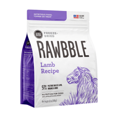Rawbble Lamb Recipe Grain-Free Freeze-Dried Dog Food - 12 oz