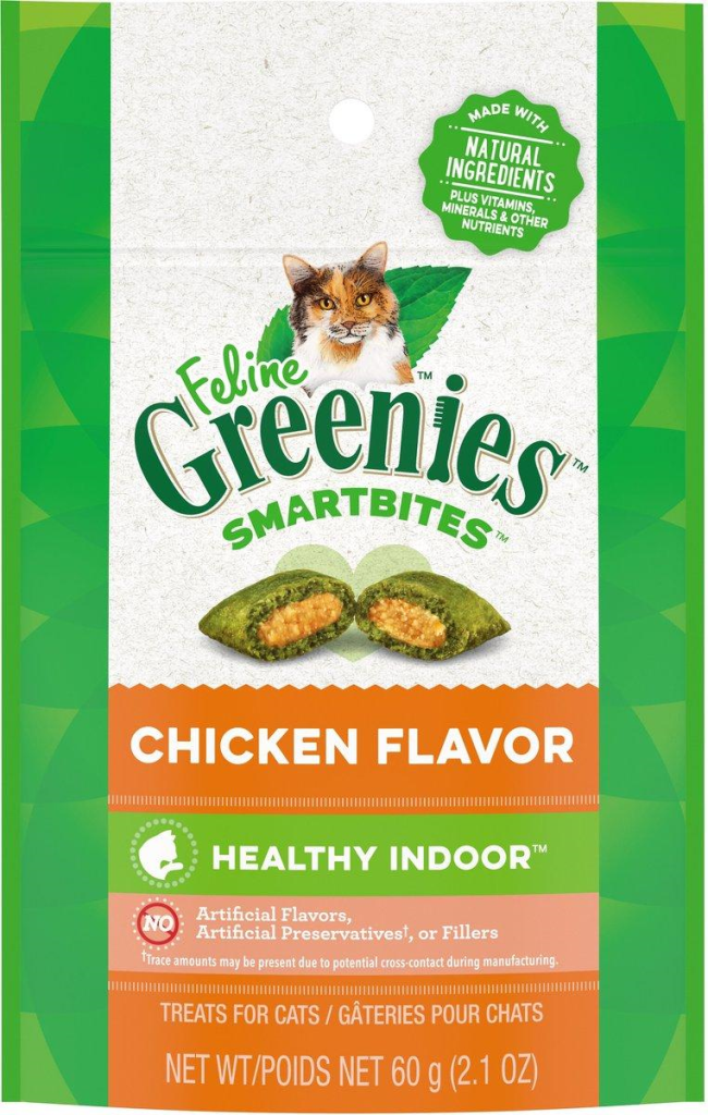 Feline Greenies SmartBites Hairball Control Chicken Flavor Cat Treats, 2.1-oz