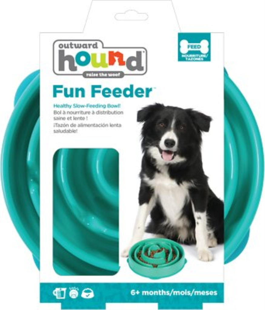 Outward Hound Fun Feeder Interactive Dog Bowl, Teal, Regular Teal