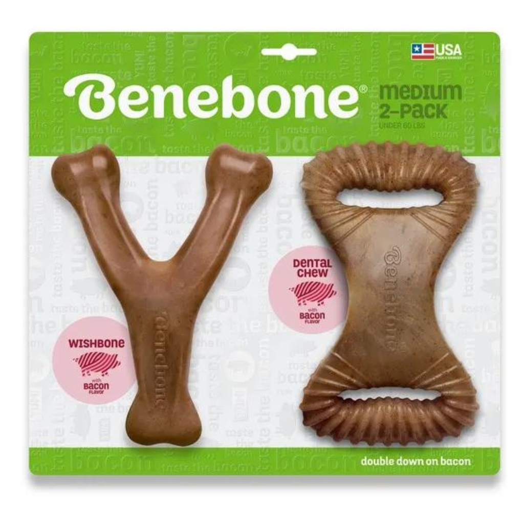 Benebone Wishbone & Dental Chew Dog Toy, Medium, 2-pk (Size: 2-pk)
