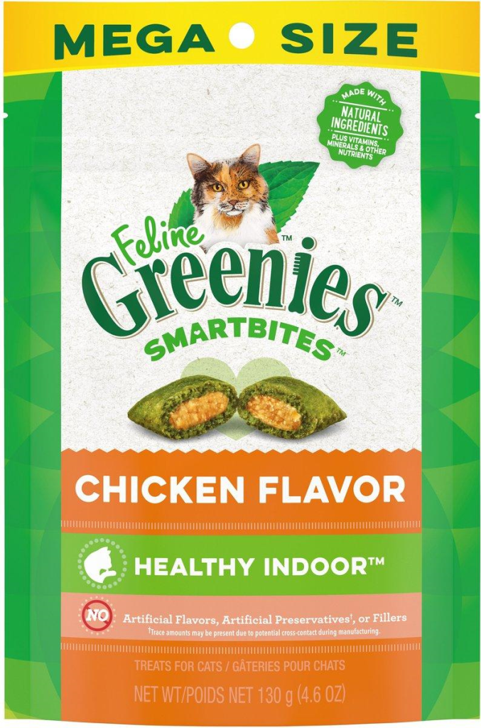 Feline Greenies SmartBites Hairball Control Chicken Flavor Cat Treats, 4.6-oz