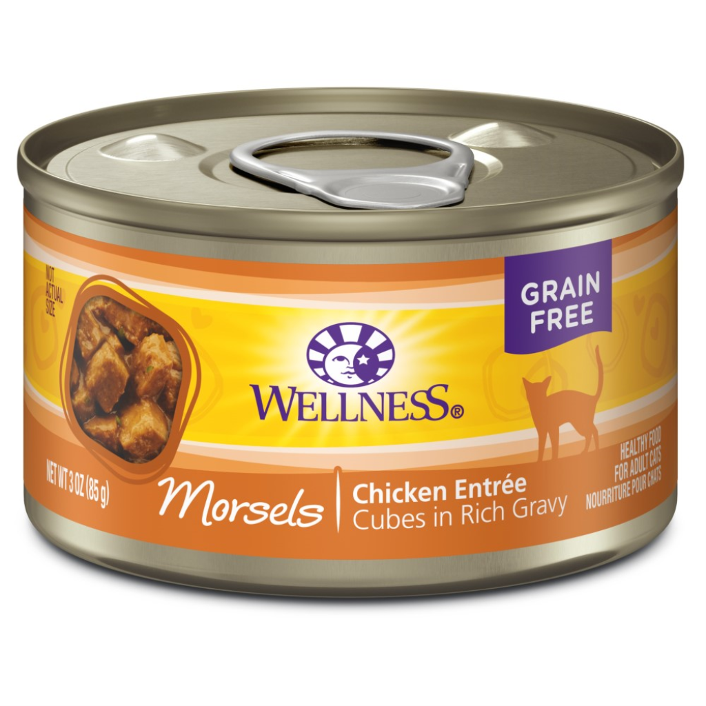 Wellness Complete Health Grain-Free Morsels Chicken Entree Wet Cat Food Cans, 3-oz