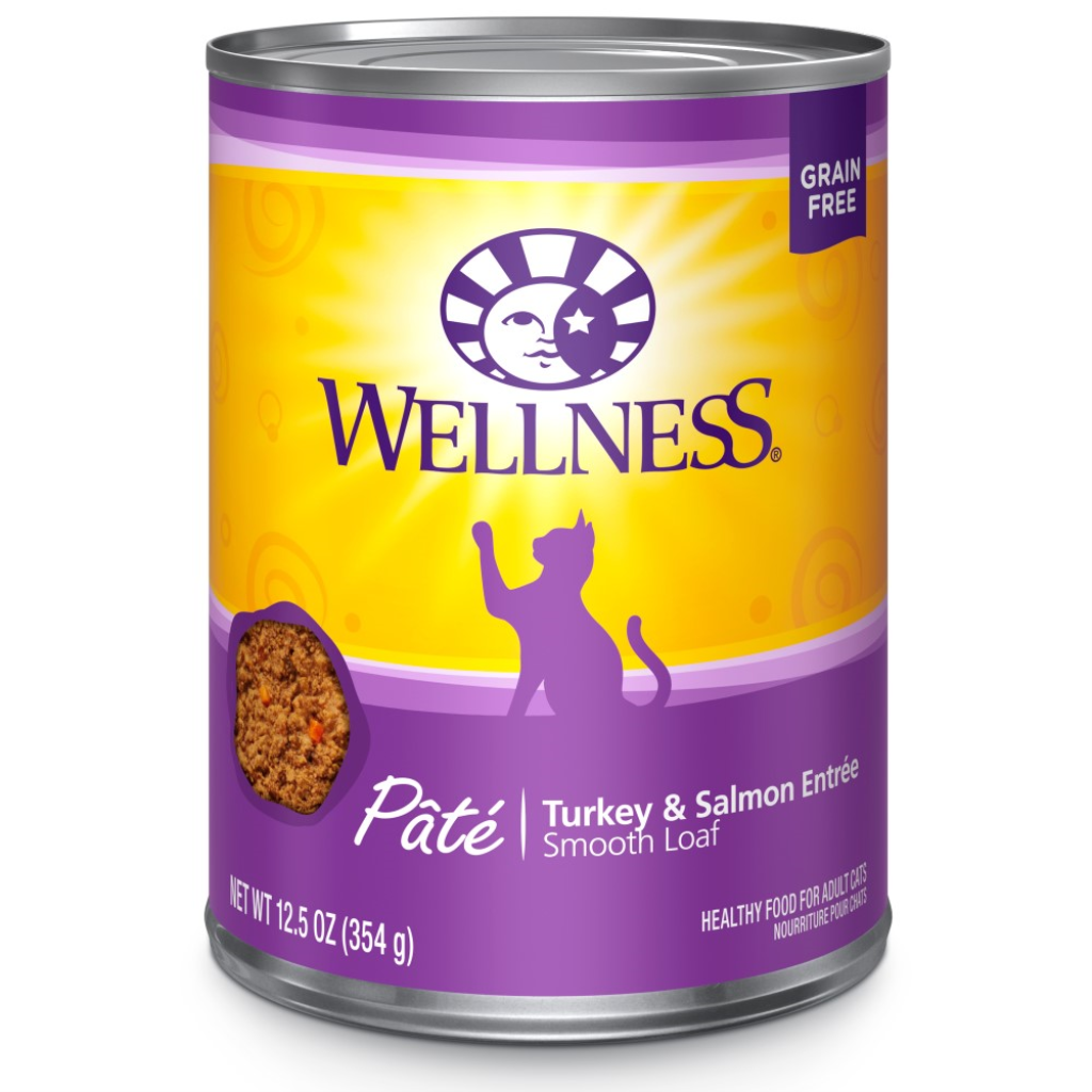 Wellness Complete Health Pate Turkey & Salmon Formula Grain-Free Wet Cat Food Cans, 12.5-oz