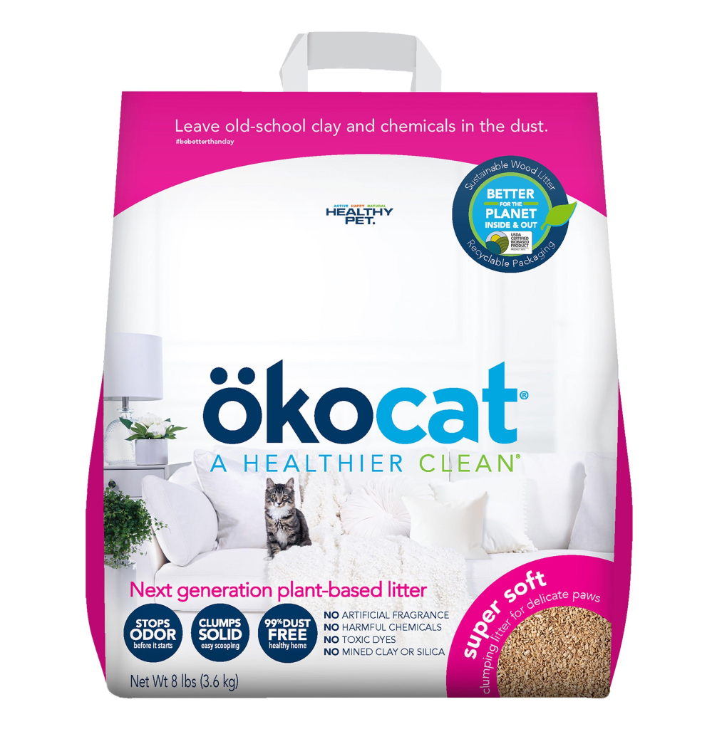 Okocat Super Soft Clumping Wood Sustainable Cat Litter, 8-lb