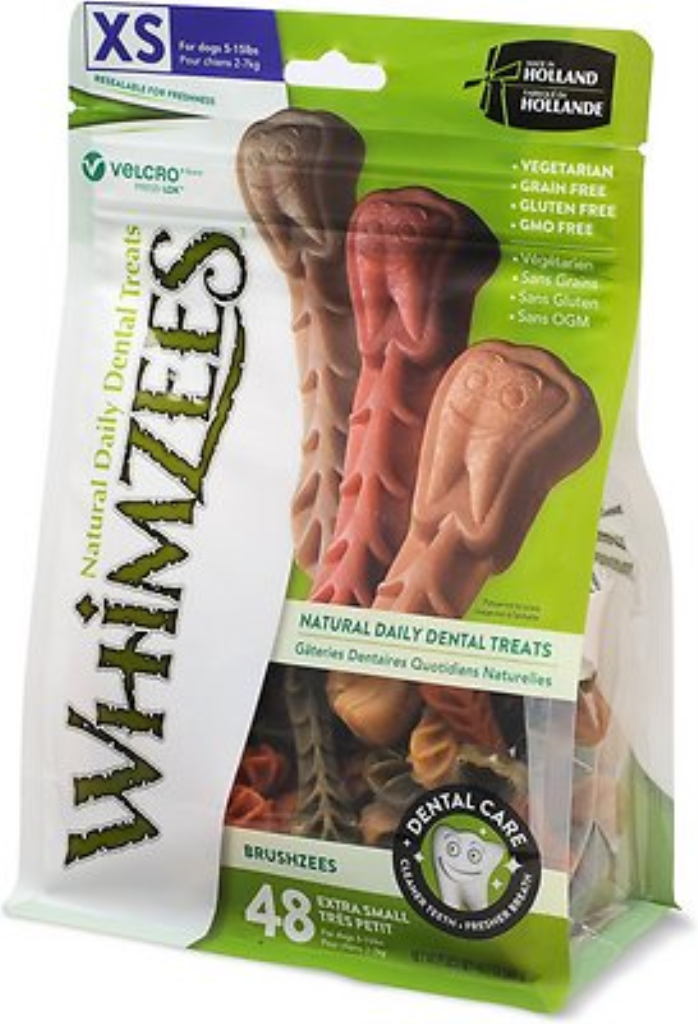 WHIMZEES Brushzees Dental Dog Treats, X-Small, 48 count