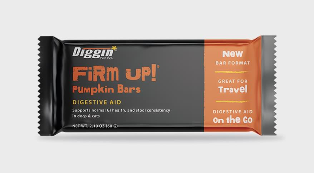 Diggin' Your Dog Firm Up! Pumpkin Bars Digestive Aid for Dogs and Cats, 2.1-oz, 1-count
