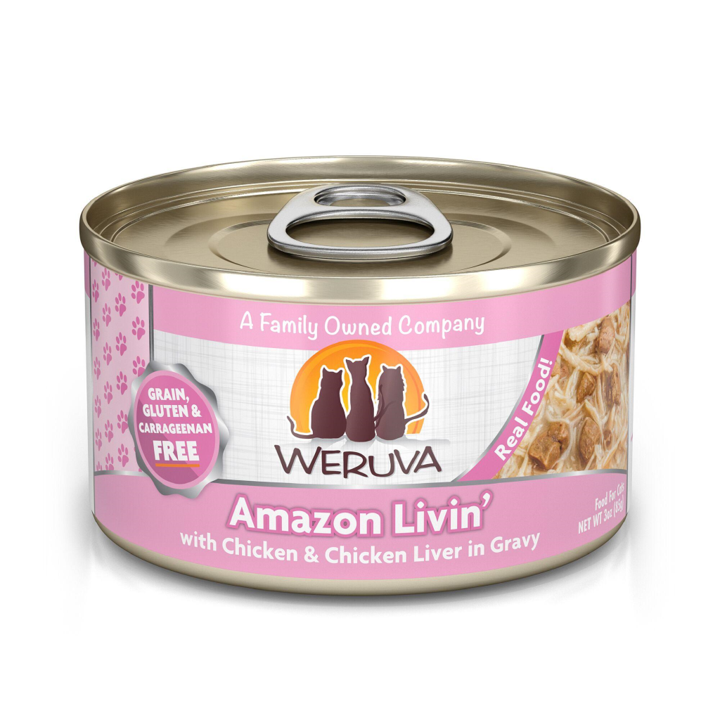 Weruva Classic Cat Amazon Livin' with Chicken & Chicken Liver in Gravy Wet Cat Food Can, 3-oz