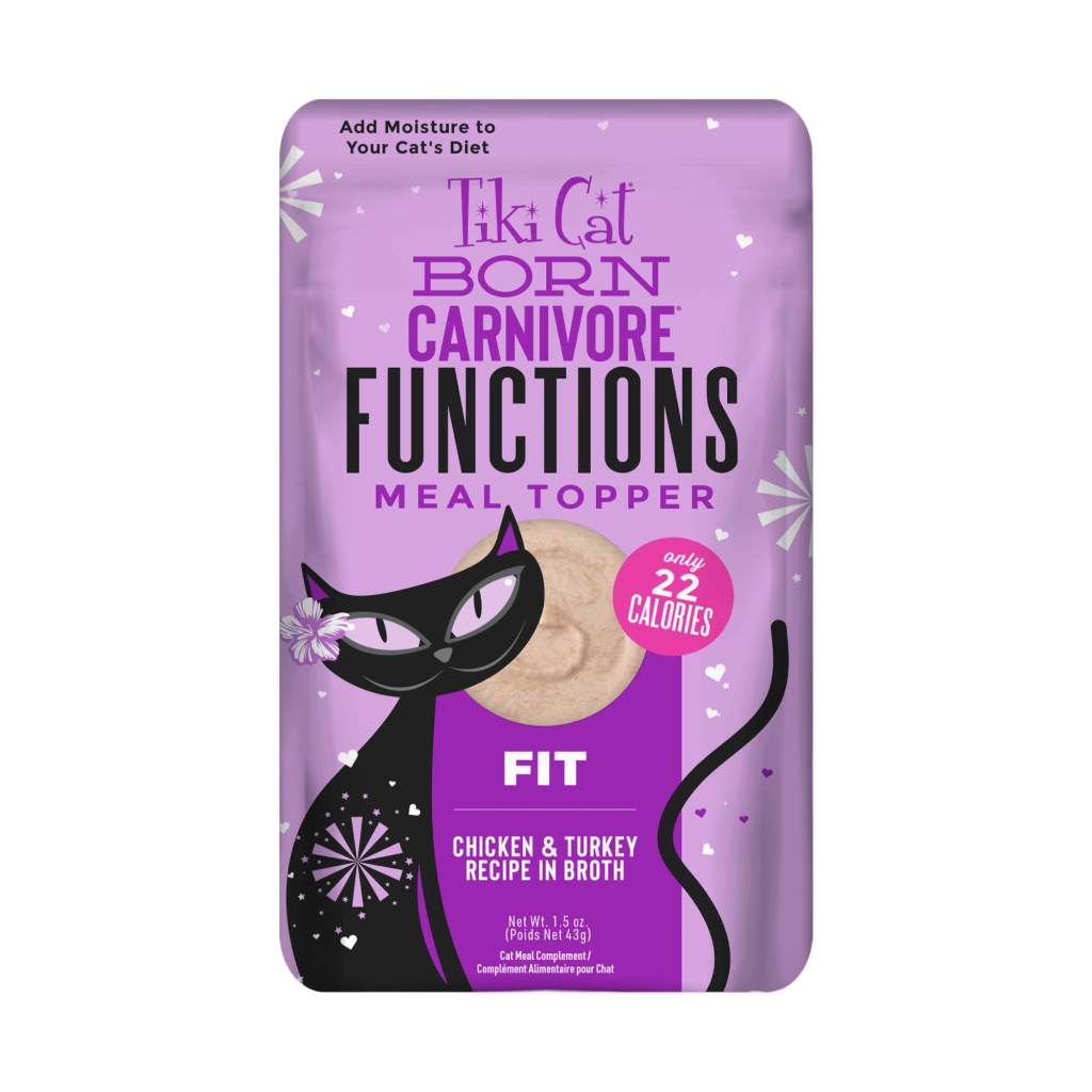 Tiki Cat Born Carnivore Functional Fit Chicken & Turkey Wet Cat Food Topper Pouch, 1.5-oz