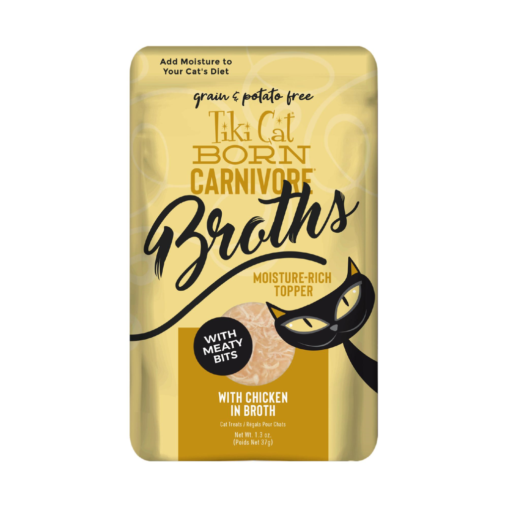 Tiki Cat Born Carnivore Broths Chicken in Broth Wet Cat Food Topper Pouch, 1.3-oz