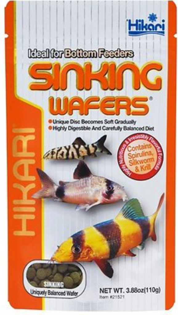 Hikari Sinking Wafers Bottom Feeders Fish Food, 3.88-oz pouch