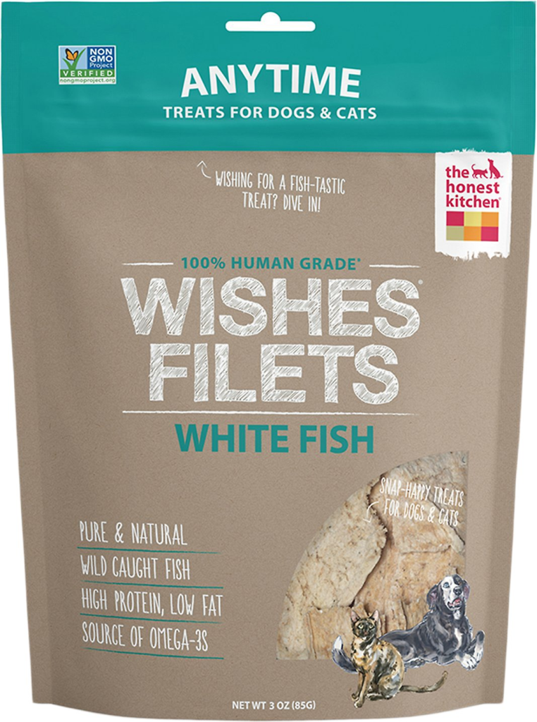 The Honest Kitchen Wishes Dehydrated White Fish Filets Dog & Cat Treats, 3-oz