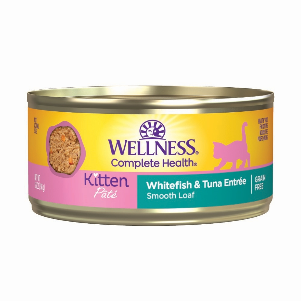 Wellness Complete Health Pate Kitten Whitefish & Tuna Wet Cat Food Can, 5.5-oz
