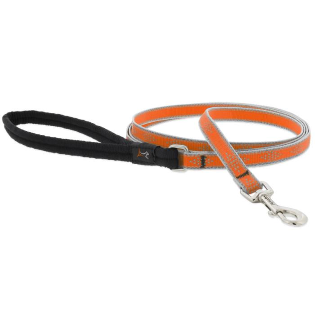Lupine Pet High Lights Reflective Dog Leash, Orange Diamond, 1/2-in x 6-ft