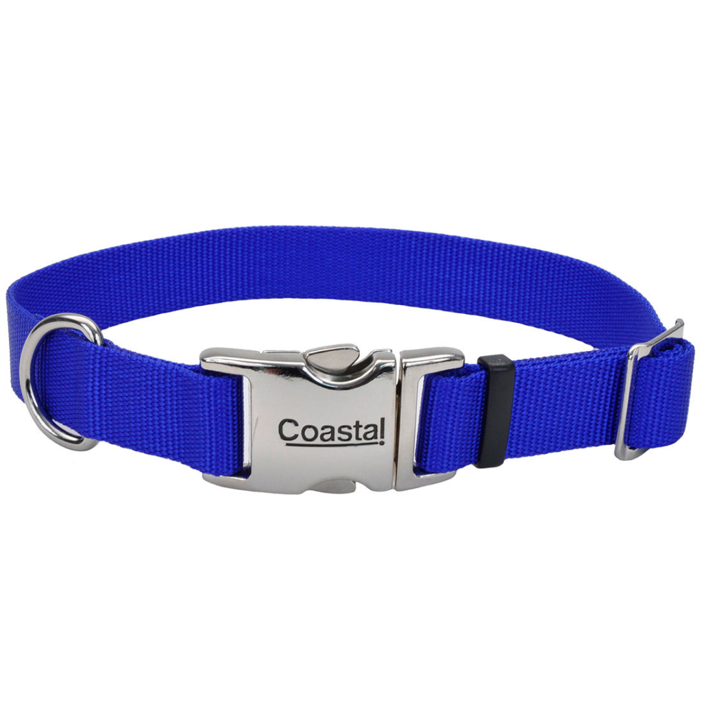 Coastal Adjustable Collar with Metal Buckle for Dogs, Blue, 3/4-in x 14-in-20-in