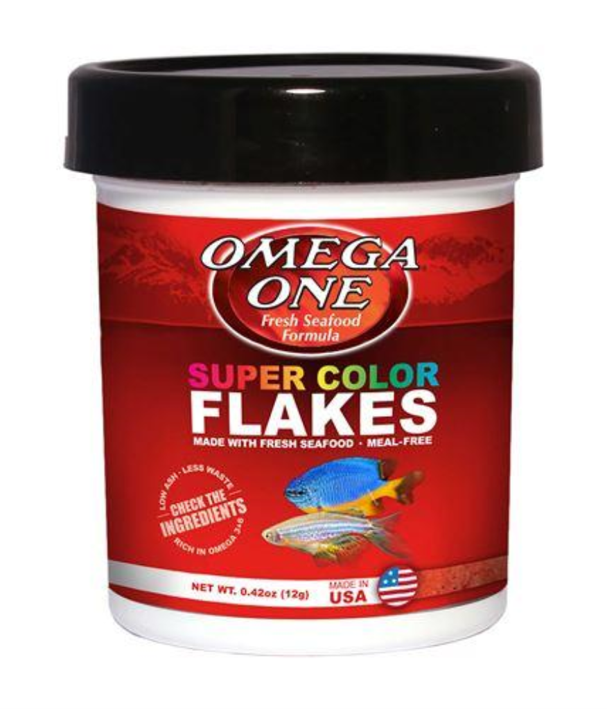 Omega One Super Color Flakes Tropical Fish Food, 0.42-oz