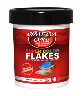 Omega One Super Color Flakes Tropical Fish Food, 0.42-oz