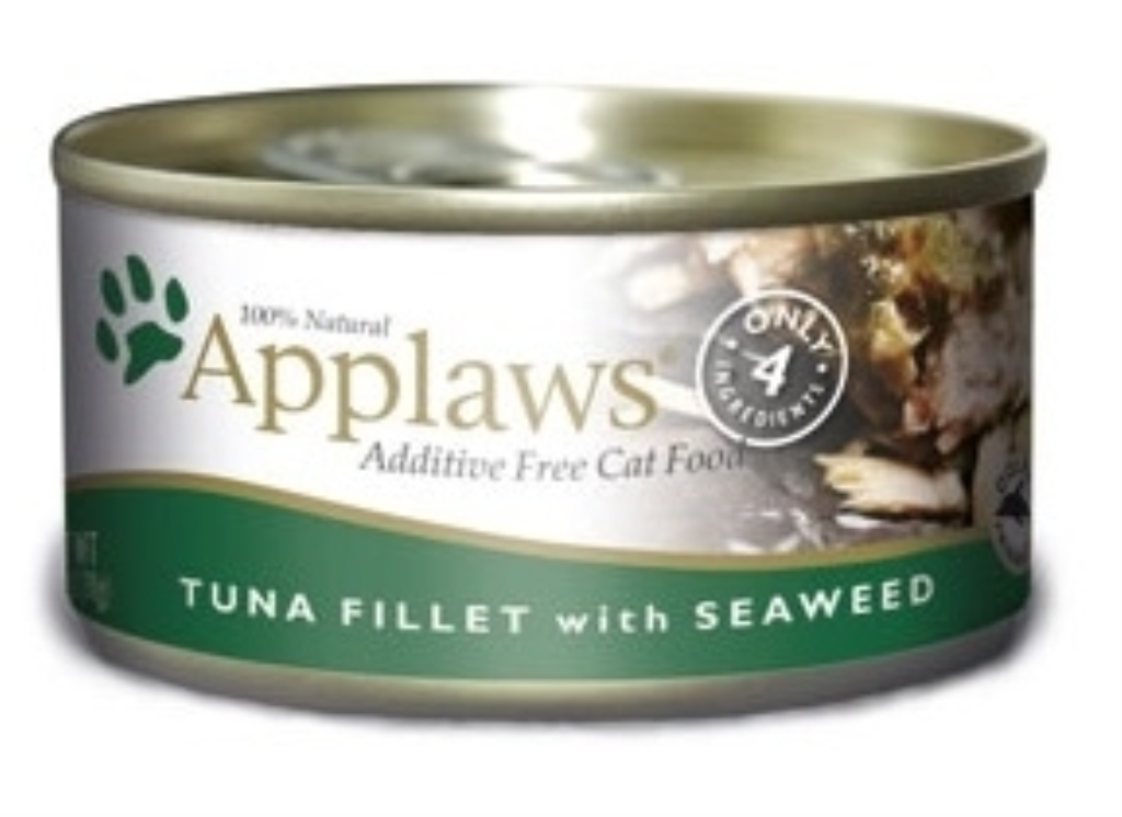 Applaws Tuna Fillet with Seaweed in Broth Wet Cat Food Can, 2.47-oz