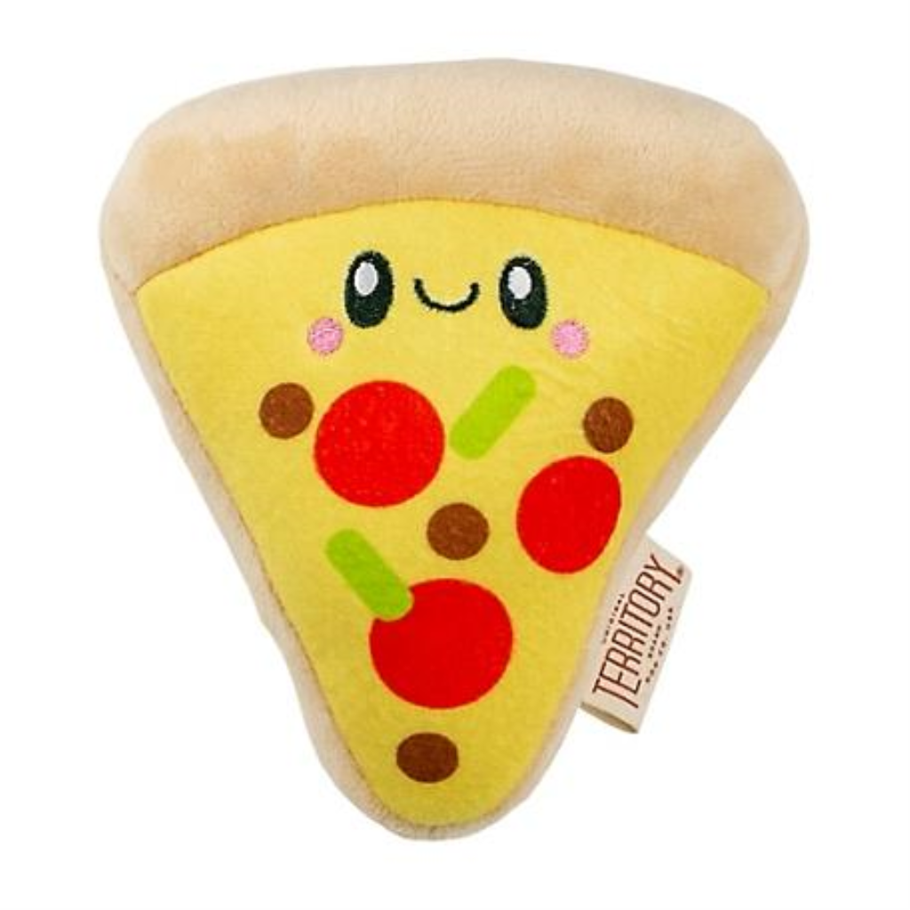 Original Territory Pizza with Squeaker Plush Dog Toy, Multi, 6-in