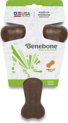 Benebone Peanut Butter Flavored Wishbone Dog Chew Toy, Medium