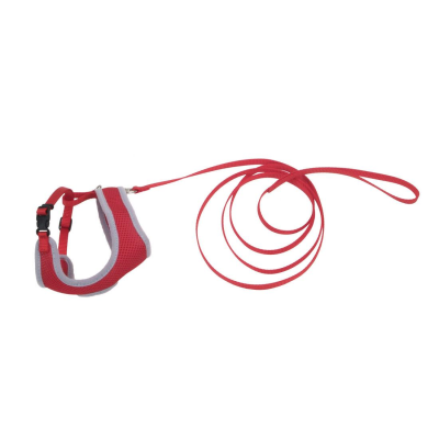 Coastal Comfort Soft Adjustable Cat Harness & Leash, Red, 3/8-in x 14-16-in