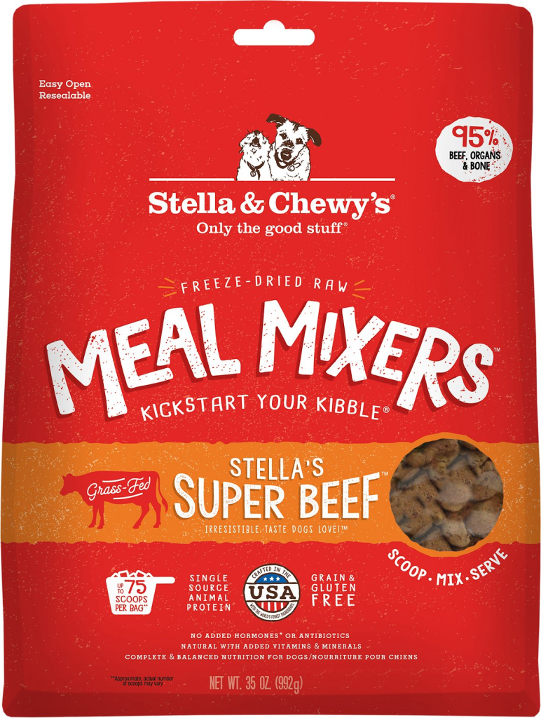 Stella & Chewy's Stella's Super Beef Meal Mixers Grain-Free Freeze-Dried Dog Food, 35-oz