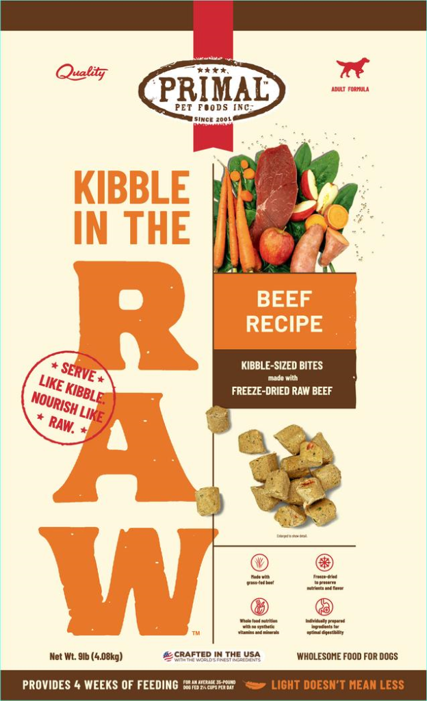 Primal Kibble in the Raw Beef Recipe Freeze-Dried Dog Food, 9-lb