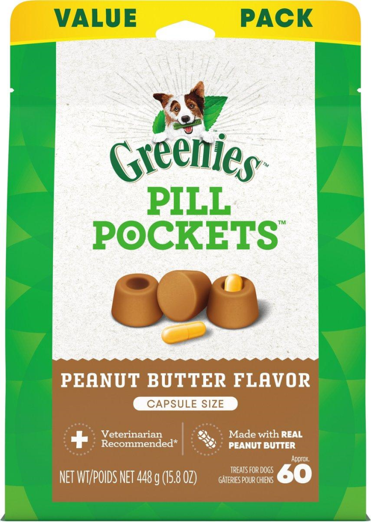 Greenies Pill Pockets Real Peanut Butter Flavor Capsule Size Dog Treats, 15.8-oz