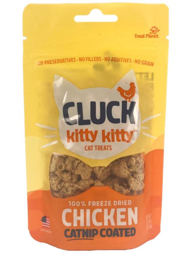 Cluck Kitty Kitty Chicken Catnip Coating Freeze-Dried Cat Treats, 0.75-oz