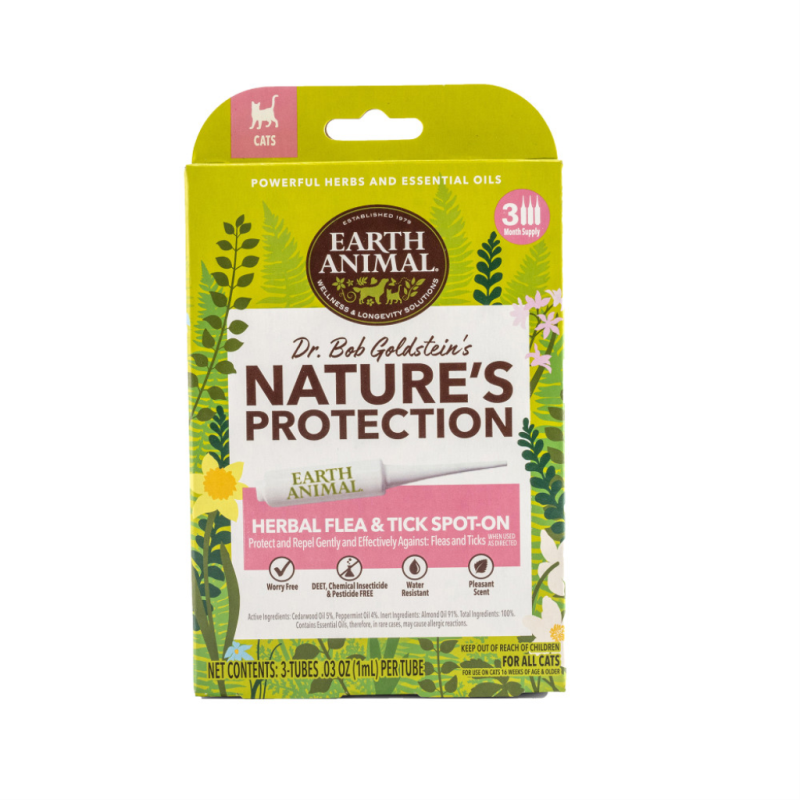 Earth Animal Nature's Protection Flea & Tick Prevention Herbal Spot-On for Cats, 3-pack