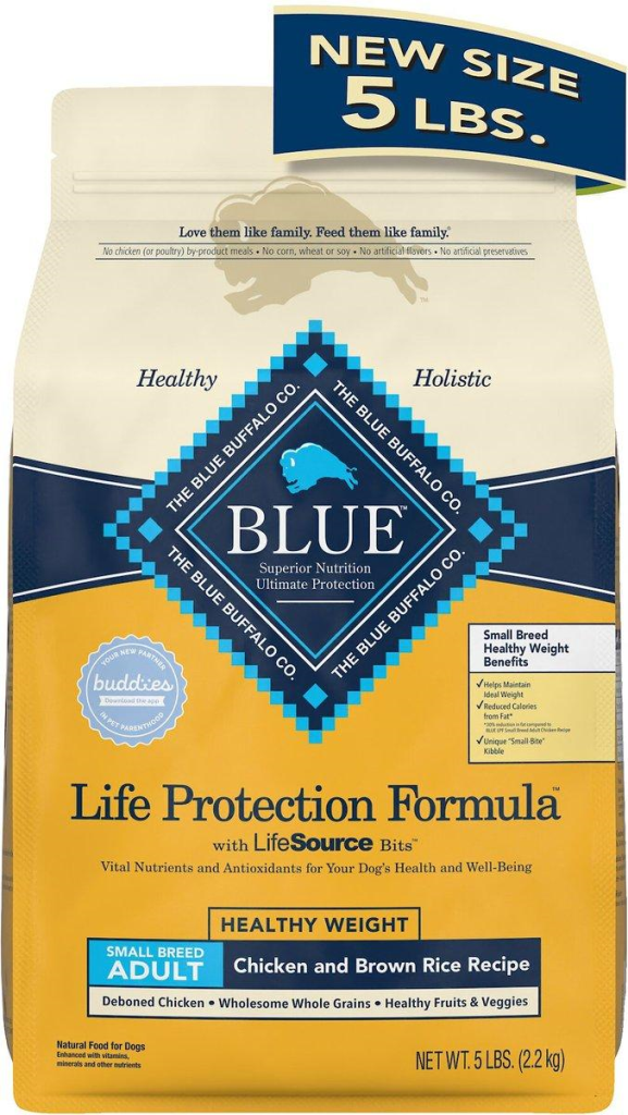 Blue Buffalo Life Protection Formula Small Breed Healthy Weight Adult Chicken & Brown Rice Recipe Dry Dog Food, 5-lb