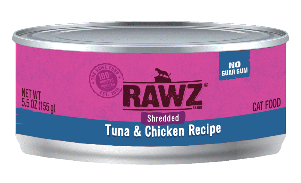 RAWZ Cat Tuna & Chicken Shredded Wet Cat Food Can, 3-oz