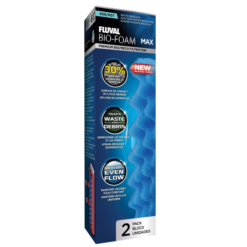 Fluval 406/407 Bio-Foam Max Filter Block for Aquariums, 2-pk