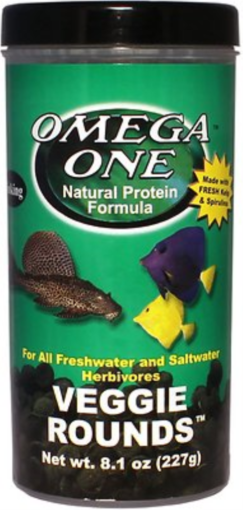 Omega One Sinking Veggie Rounds Freshwater & Saltwater Fish Food, 8.1-oz jar