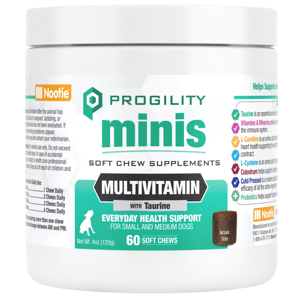 Nootie Progility Minis Multivitamin Soft Chews Supplement for Small & Medium Dogs, 60-count