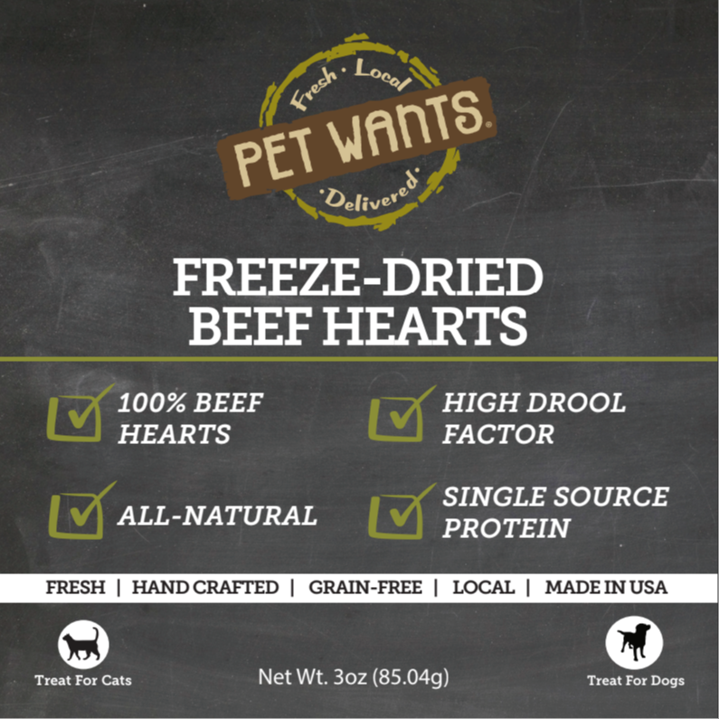 Pet Wants Freeze-Dried Beef Hearts 3oz
