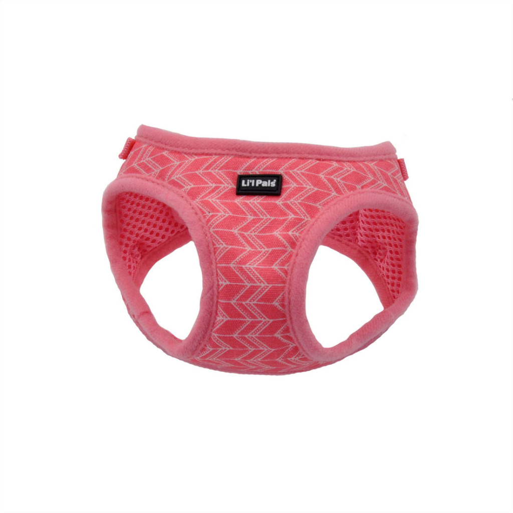 Li'l Pals Canvas Dog Harness, Pink Tribal Chevron, 8-10-in
