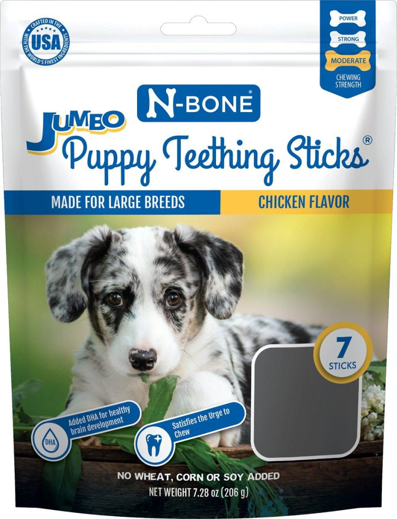 N-Bone Jumbo Puppy Teething Sticks Chicken Flavor Dog Treats, 7-pk