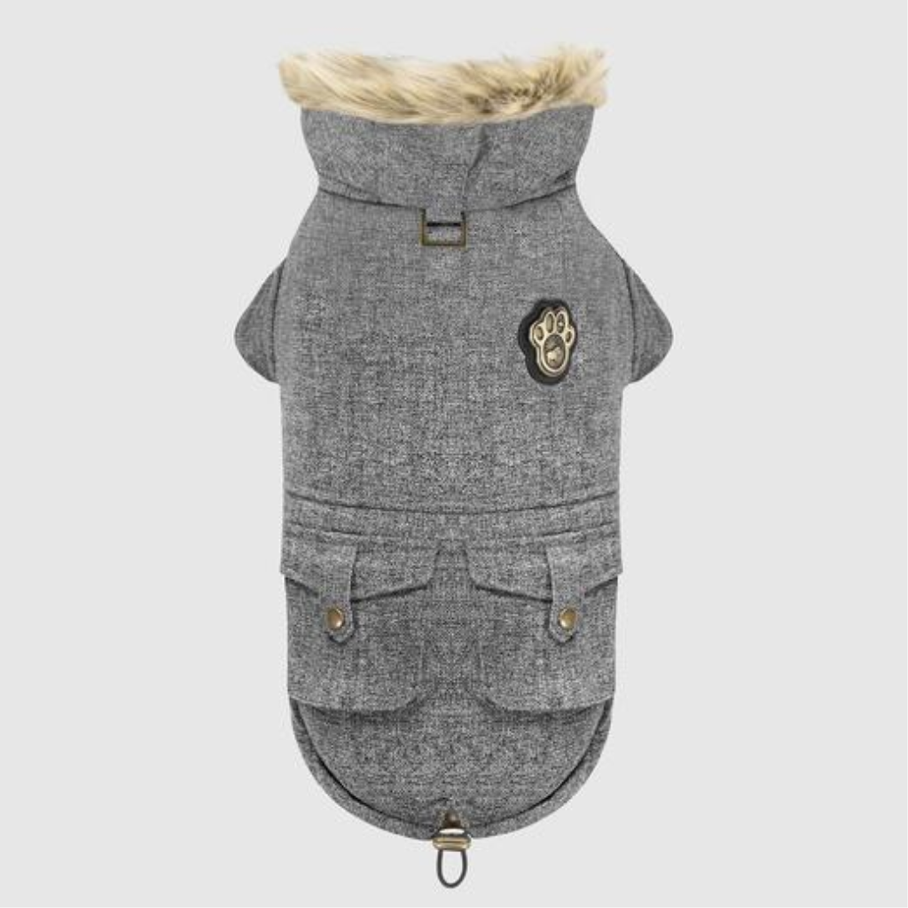 Canada Pooch Alaskan Army Parka Dog Coat, Salt & Pepper, 10