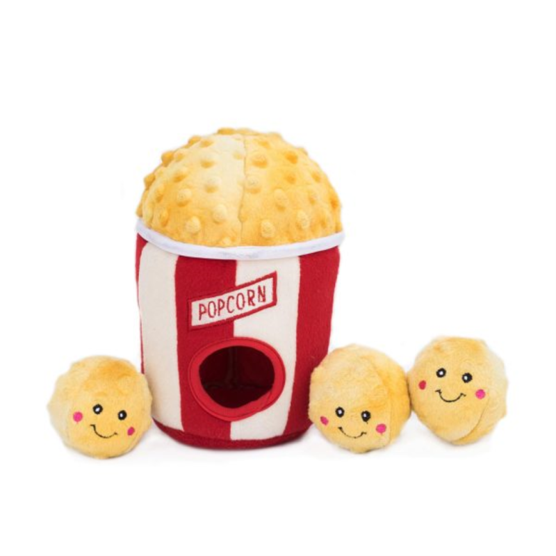 ZippyPaws Burrows Popcorn Bucket Dog Toy, 8.5 x 6 x 6 in