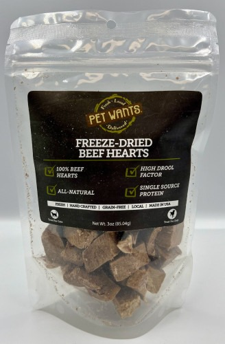 Pet Wants Freeze-Dried Beef Hearts 3oz