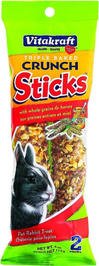 Vitakraft Triple Baked Crunch Sticks with Whole Grains & Honey Rabbit Treats, 2-pack