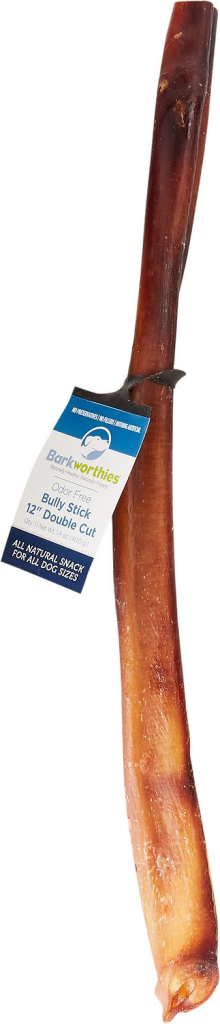Barkworthies Odor-Free Double Cut Bully Sticks Dog Treats, 12-in