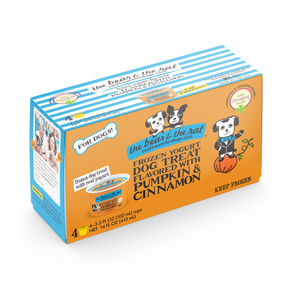 The Bear & The Rat Pumpkin & Cinnamon Frozen Yogurt Dog Treats, 3.5-oz, 4-pack