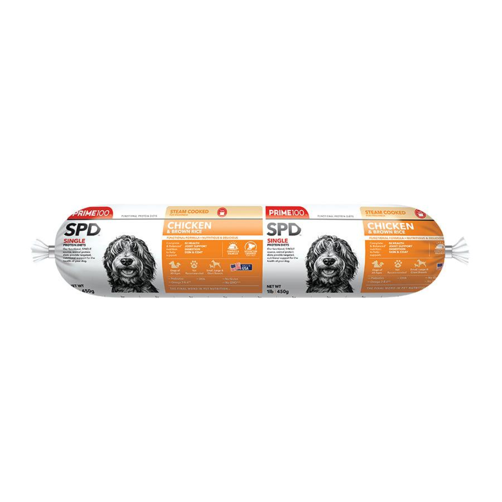 Prime100 SPD Fresh Roll Chicken & Brown Rice Dog Food, 1-lb