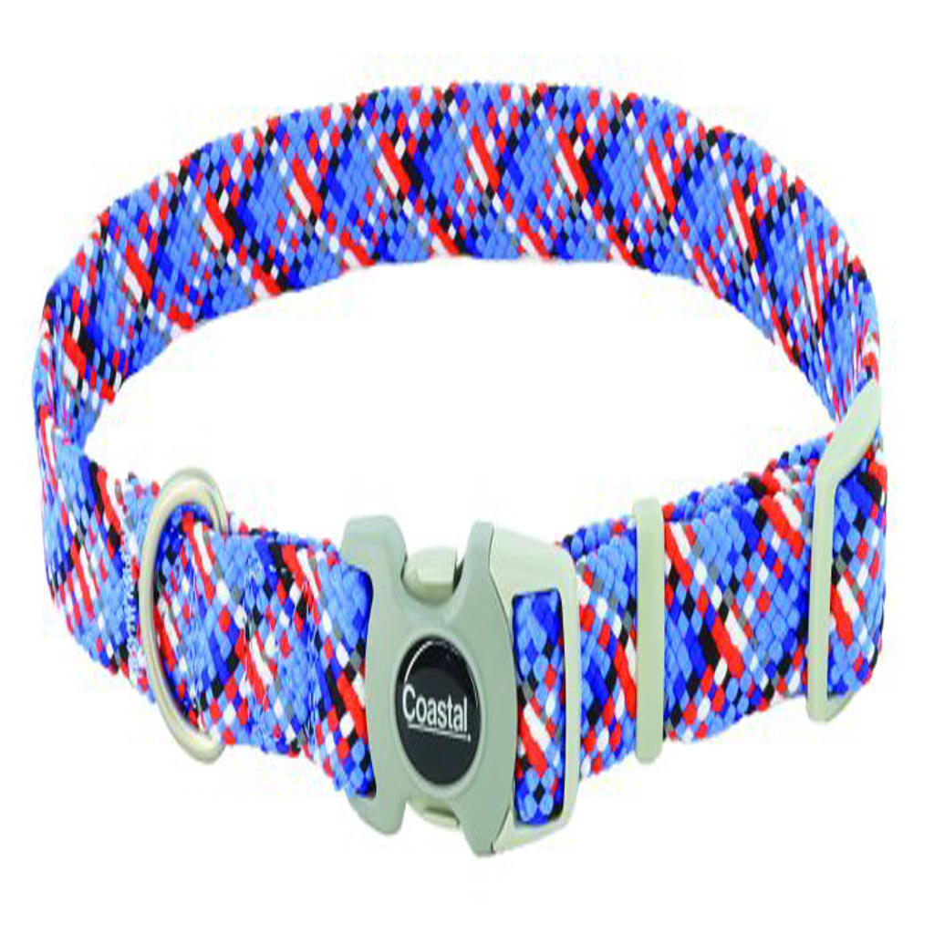 Pro Active Adjustable Woven Reflective Dog Collar, Cobalt Crossed, 3/4" x 12-18" Dog 1pc