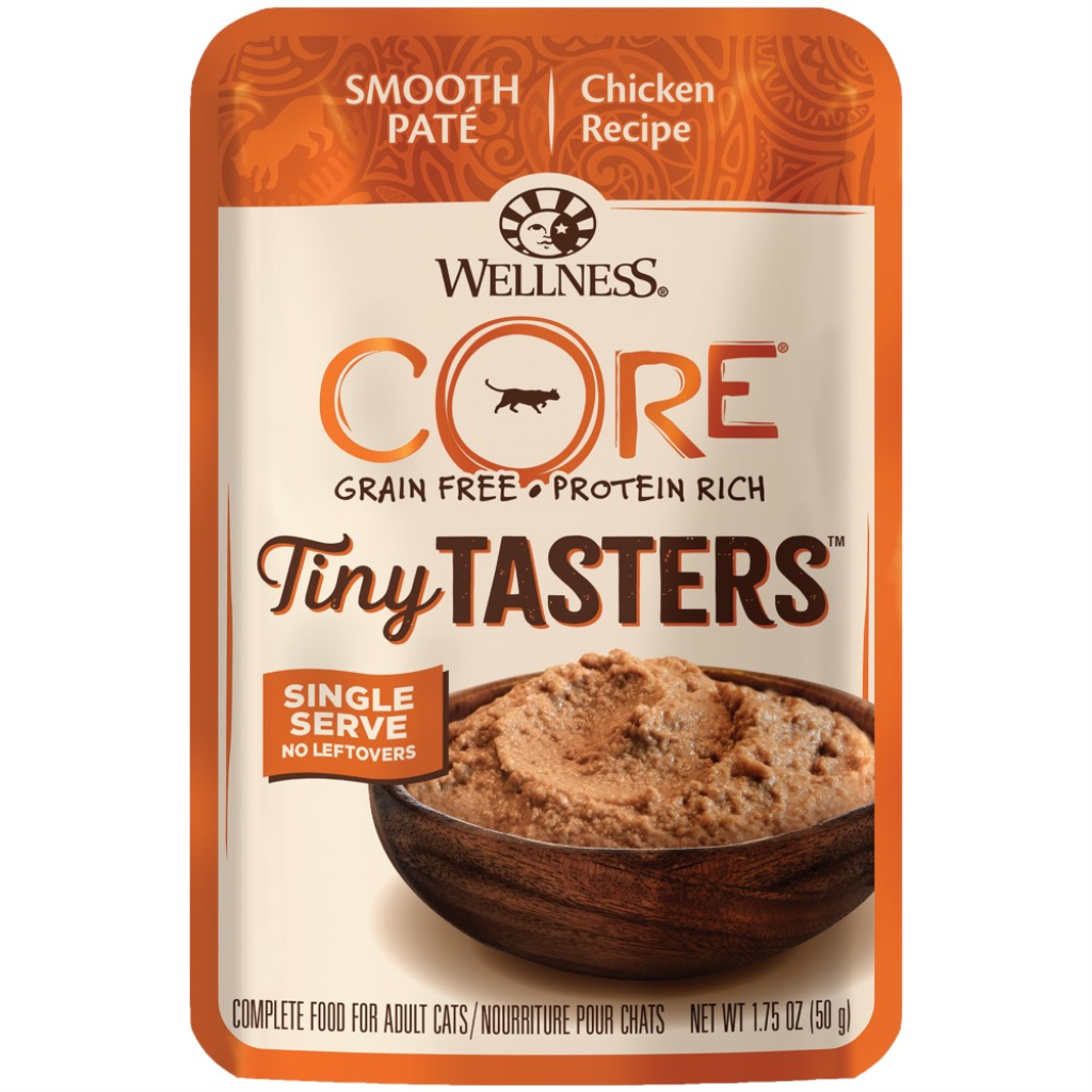 Wellness CORE Tiny Tasters Chicken Pate Grain-Free Cat Food Pouches, 1.75-oz