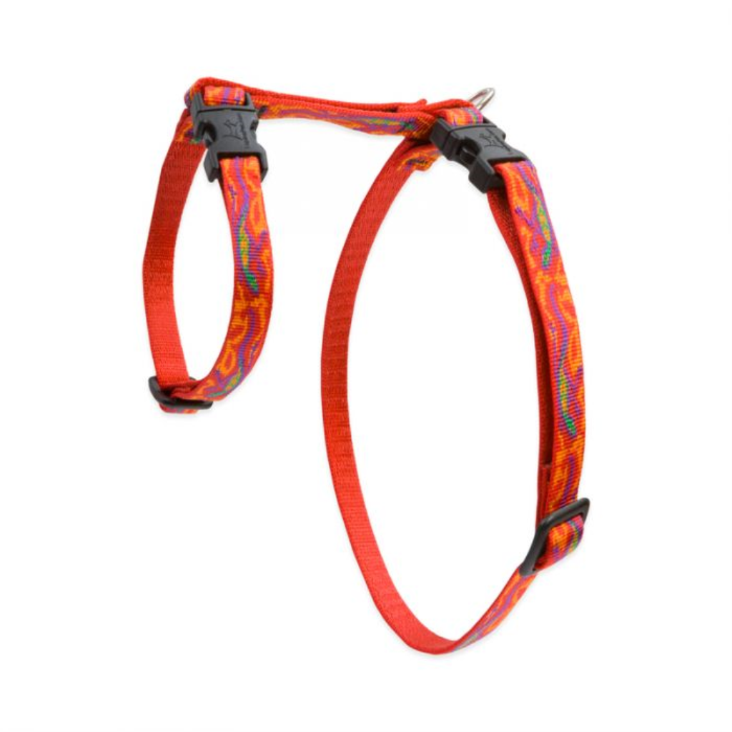 Lupine Pet Original Designs H-Style Cat Harness, Go Go Gecko, 1/2-in x 9-14-in